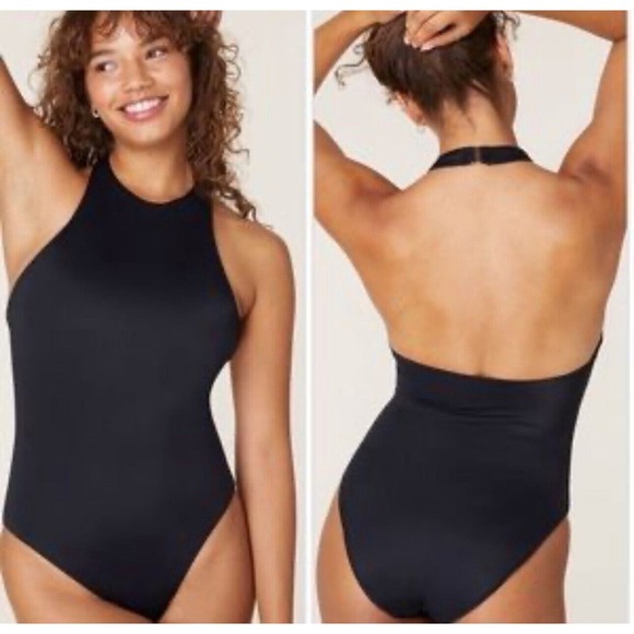 NWT Andie | The Luzon One Piece Swimsuit Large Olive Halter High Back - Picture 2 of 10
